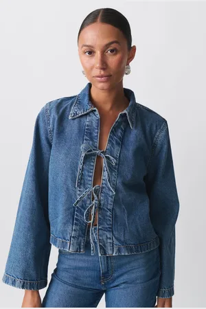 Gina Tricot Front tie denim shirt - Denim-skjorter - Blåt - XS - Dame