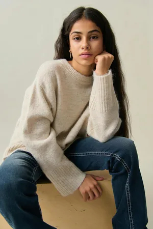 Gina Tricot Oversized sweater - striktrøjer - Hvid - 134/140 - Pige