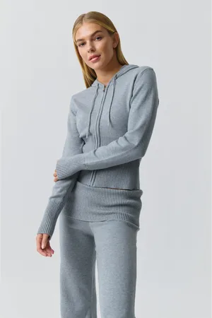 Gina Tricot Knitted lounge jacket - Striktrøjer - Grå - XL - Dame