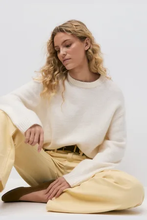 Gina Tricot Crew neck knitted sweater - Striktrøjer - Hvid - XS - Dame