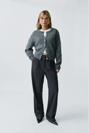 Gina Tricot Tailored wide trousers - vide habitbukser - Grå - 42 - Dame