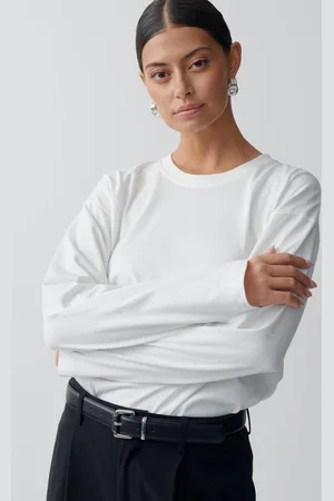 Gina Tricot Long sleeve tee - Langærmede toppe - Hvid - XS - Dame