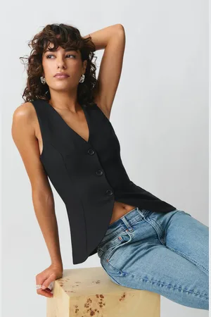 Gina Tricot Tailored v-neck vest - Veste - Sort - XXS - Dame