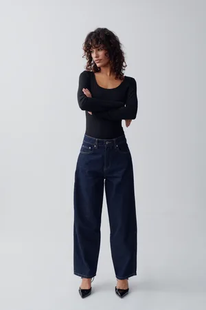 Gina Tricot Barrel jeans - Highwaist jeans - Blåt - 32 - Dame