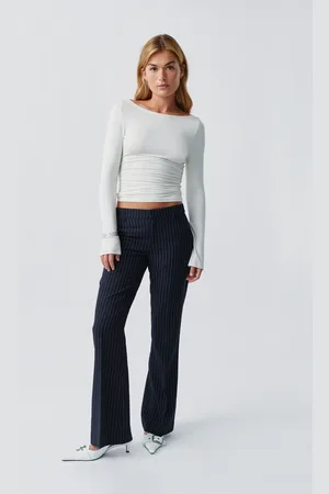 Gina Tricot Relaxed bootcut trousers - utsvingede habitbukser - Blåt - 38 - Dame