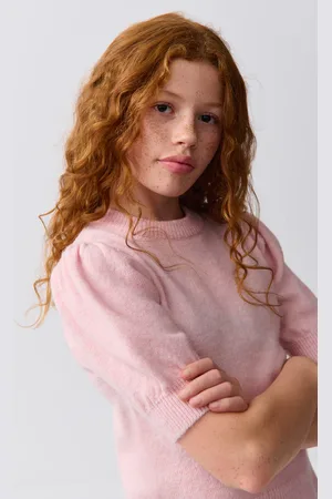 Gina Tricot Y kn cropped sleeve top - striktrøjer - Pink - 134/140 - Pige