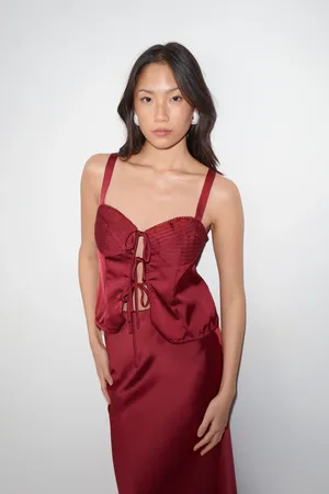 Gina Tricot Satin singlet - Toppe uden ærmer - Rødt - 36 - Dame