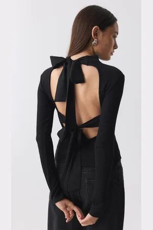 Gina Tricot Open back top - Langærmede toppe - Sort - XS - Dame