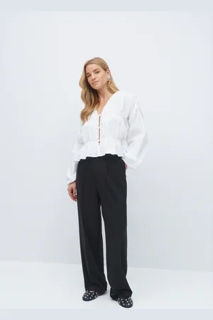 Gina Tricot Tailored wide trousers - Vide bukser - Sort - 32 - Dame