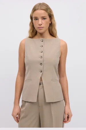 Gina Tricot Tailored boatneck vest - Veste - beige - XXS - Dame