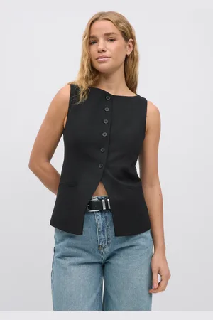 Gina Tricot Tailored boatneck vest - Veste - Sort - XXS - Dame