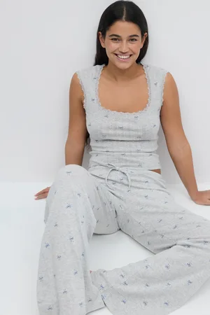 Gina Tricot Homewear pointelle top - pyjamasser - Grå - XS - Dame