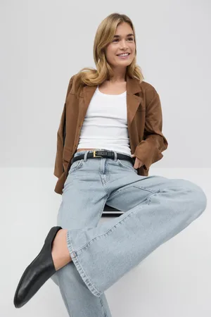 Gina Tricot Perfect wide jeans - wide jeans - Blåt - 32 - Dame