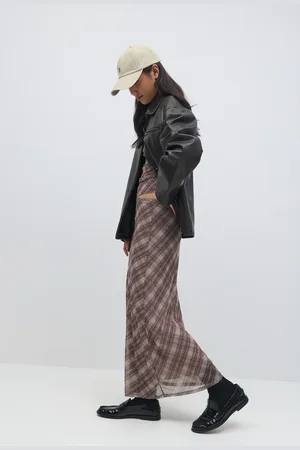 Gina Tricot Mesh skirt - lange nederdele - Brunt - XS - Dame