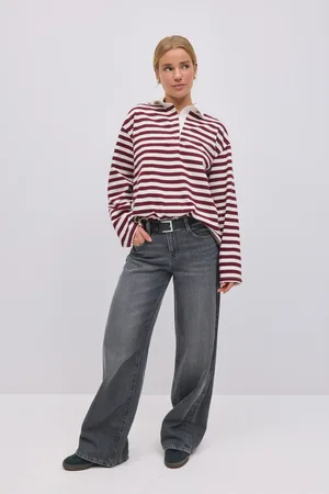 Gina Tricot Low wide jeans - Low waist jeans - Sort - 32 - Dame