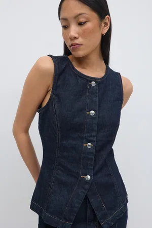 Gina Tricot Tailored denim vest - Veste - Blåt - XS - Dame