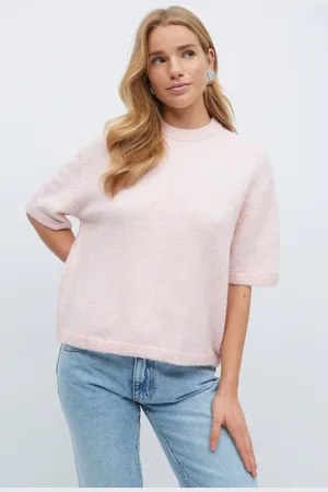 Gina Tricot Knitted top - Kortærmede strikkede trøjer - Pink - XS - Dame