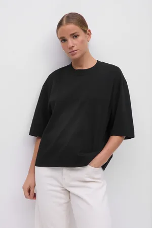 Gina Tricot Basic boxy tee - t-shirts - Sort - XXS - Dame