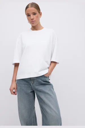 Gina Tricot Basic boxy tee - t-shirts - Hvid - XXS - Dame