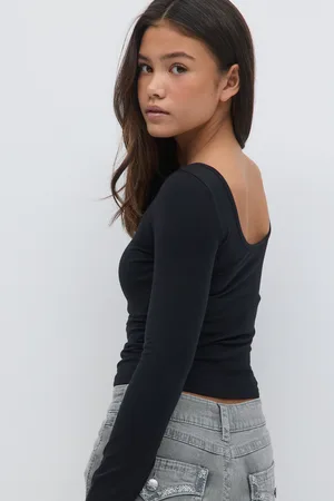 Gina Tricot Y open back top - overdele - Sort - 146/152 - Pige