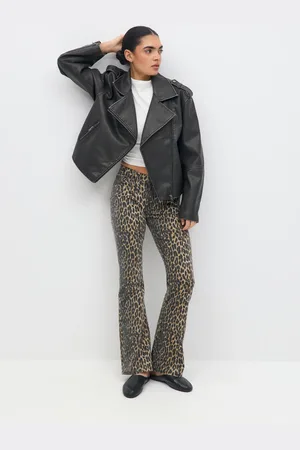 Gina Tricot Leopard bootcut jeans - Flare & bootcut jeans - Brunt - 32 - Dame