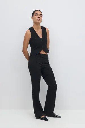 Gina Tricot High waist flare trousers - utsvingede habitbukser - Sort - 34 - Dame