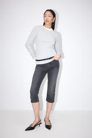 Gina Tricot Remade capri jeans - mid waist jeans - Sort - 34 - Dame