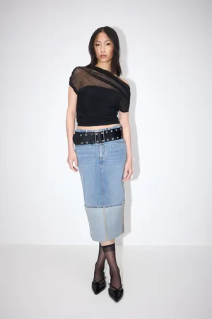 Gina Tricot Remade fold up denim skirt - Denimnederdele - Blåt - 32 - Dame