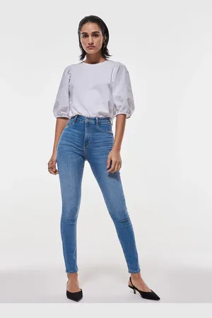 Gina Tricot High waist jeans - Highwaist jeans - Blåt - XS - Dame