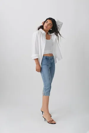 Gina Tricot Capri jeans - Low waist jeans - Blåt - 32 - Dame