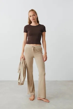 Gina Tricot Velour trousers - Joggingbukser - beige - XXS - Dame