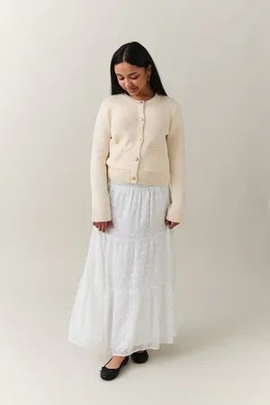 Gina Tricot Y maxi skirt - Nederdele - Hvid - 134/140 - Pige