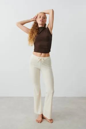 Gina Tricot Velour trousers - Joggingbukser - Hvid - XXS - Dame