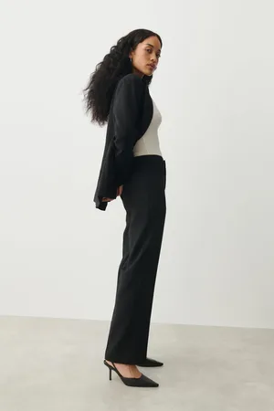 Gina Tricot Straight regular trousers - Bukser - Sort - 32 - Dame