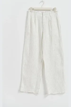 Gina Tricot Tall linen trousers - Hørbukser - Hvid - XS - Dame