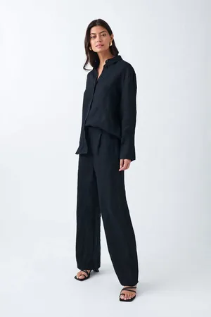 Gina Tricot Linen trousers - Hørbukser - Sort - XS - Dame