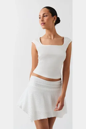 Gina Tricot Assymetric mini skirt - korte nederdele - Hvid - XS - Dame