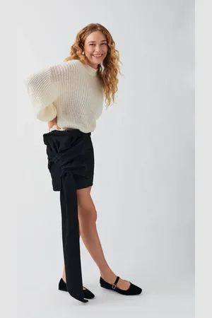 Gina Tricot Bow denim skirt - Denimnederdele - Sort - XS - Dame