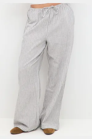 Gina Tricot Tall linen blend trousers - Hørbukser - Grå - XS - Dame