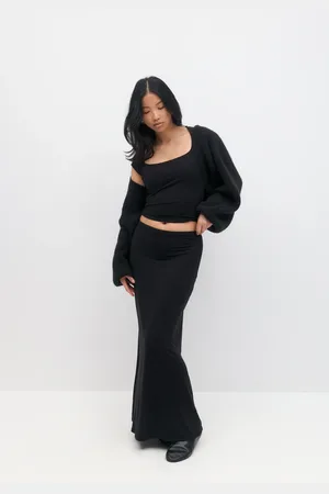 Gina Tricot Soft touch maxi skirt - lange nederdele - Sort - XS - Dame