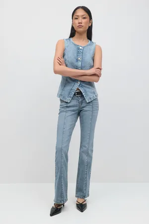 Gina Tricot Bootcut stitch jeans - Flare & bootcut jeans - Blåt - 32 - Dame