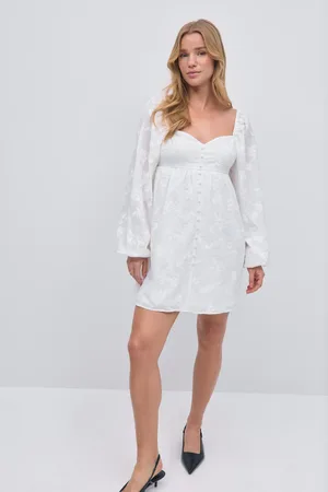 Gina Tricot Button down dress - korte kjoler - Hvid - 34 - Dame