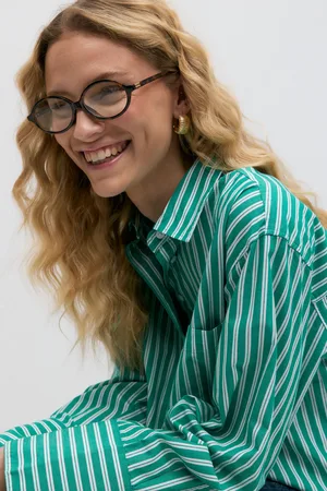 Gina Tricot Poplin shirt - Skjorter - Grønt - XS - Dame