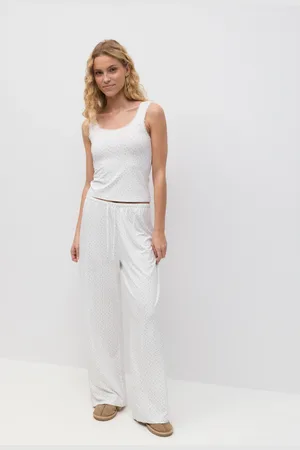 Gina Tricot Drawstring wide trousers - Bukser - Hvid - XS - Dame