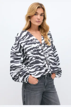 Gina Tricot Tie blouse - Bluser - Sort - XS - Dame