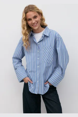 Gina Tricot Poplin shirt - Skjorter - Blåt - XS - Dame