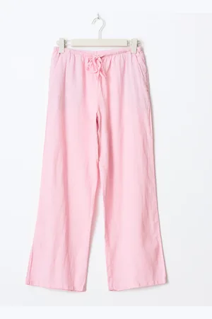 Gina Tricot Petite linen blend trousers - Hørbukser - Pink - XS - Dame