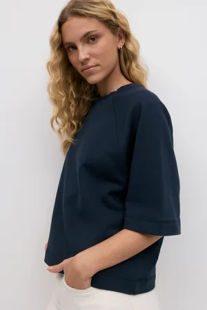 Gina Tricot Terry tee - t-shirts - Blåt - XXS - Dame