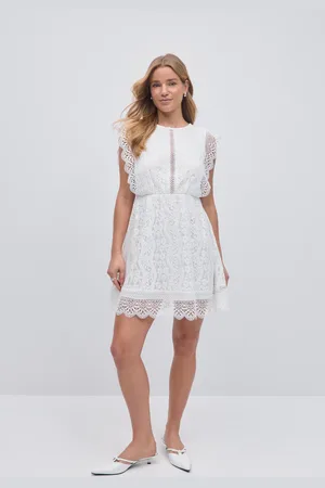 Gina Tricot Lace dress - korte kjoler - Hvid - 34 - Dame
