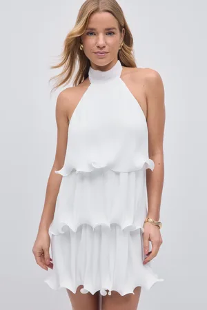 Gina Tricot Halterneck wave edge dress - korte kjoler - Hvid - 42 - Dame
